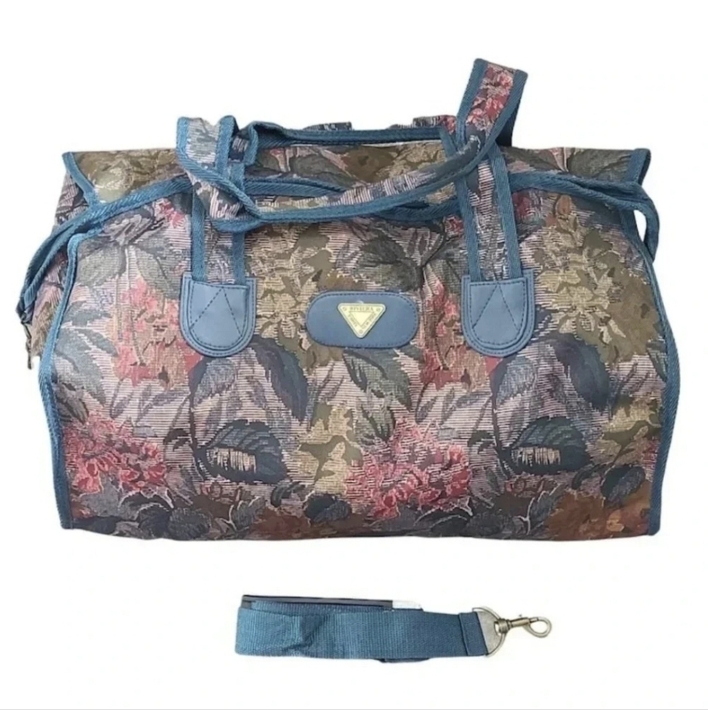 80s Riviera Floral Tapestry Duffle Bag